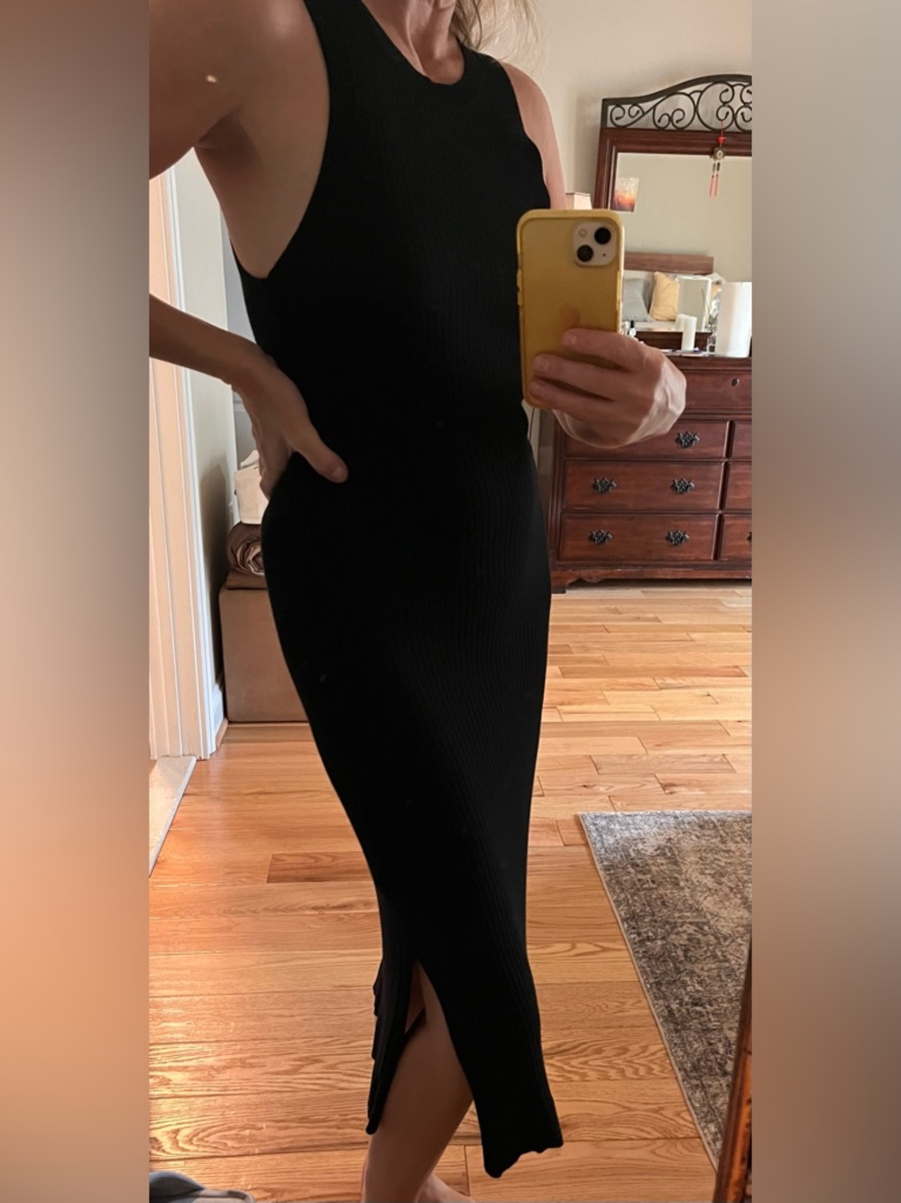 Banana Republic Black Ribbed Midi Tank Dress